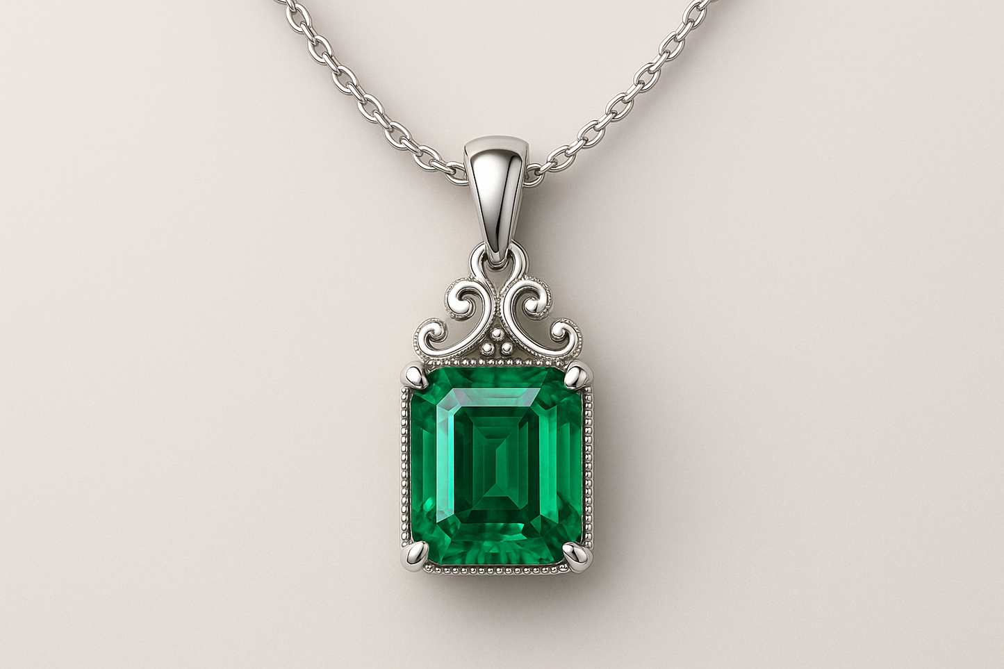 Elegant Emerald Necklace 3.19ct pure silver 999.