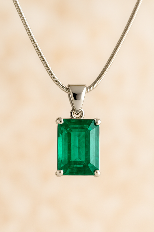 Emerald necklace 5.12ct 999. silver