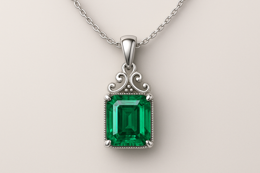 Elegant Emerald Necklace 3.19ct pure silver 999.
